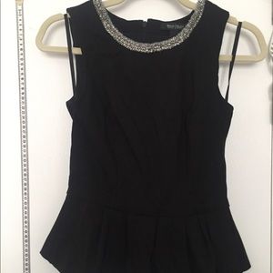 WHBM asymmetrical beaded peplum top in sz 0